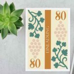 Einladung zum 80. Geburtstag mit Weinreben.